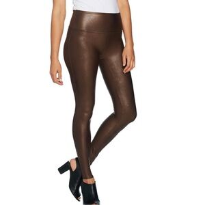 Spanx Leather-Like Ankle Skinny Pant Brown XS excellent condition